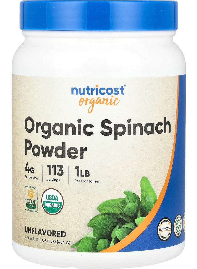 Nutricost Organic Spinach Powder, Unflavored, 16.2 oz (454 g)