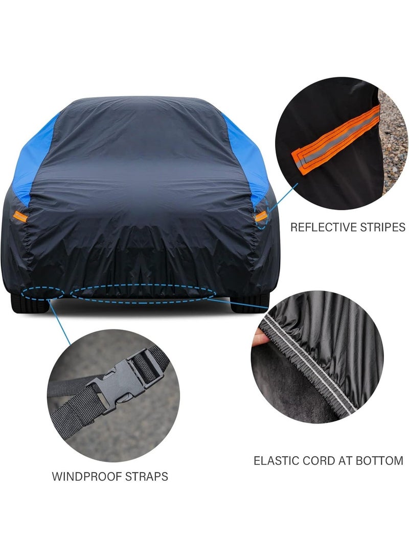 BUANIERT Waterproof Car Cover All Weather Snowproof UV Protection Windproof Outdoor Full car Cover, Universal Fit for Sedan (Fit Sedan Length 470*180*150CM) - Image 4