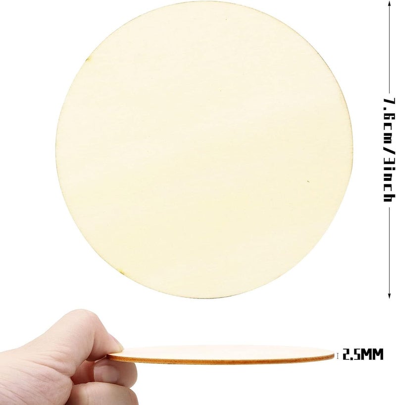 Haoser لوح MDF دائري من خشب الصنوبر بسمك 2.5 مم، 3 بوصة، لوح MDF للفنون والحرف، شرائح خشبية دائرية غير مكتملة للفن الراتنجي، فن الماندالا، الحرق على الخشب، الرسم (3 بوصة، مجموعة من 5) - Image 2