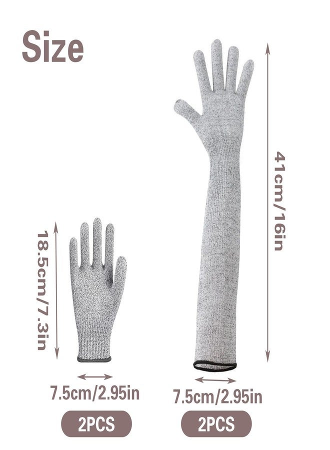 Hiyoo 2 Pairs Pet Handling Gloves, 15.74'' Extra-Long & 7.87'' Short Anti-Scratch & Bite Resistant Protection Pet Grooming Arm Sleeves for Dogs, Cats & Birds (Gray) - Image 2