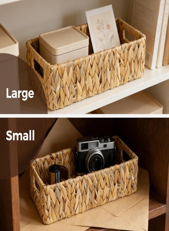S310 Toilet Paper Storage Basket for Bathroom, Water Hyacinth Toilet Tank Baskets Organizer, Wicker Small Basket Woven Long Narrow Baskets for Back of Toilet Both Storage&Decor, Set of 2 - Image 5