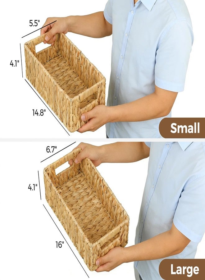 S310 Toilet Paper Storage Basket for Bathroom, Water Hyacinth Toilet Tank Baskets Organizer, Wicker Small Basket Woven Long Narrow Baskets for Back of Toilet Both Storage&Decor, Set of 2 - Image 4