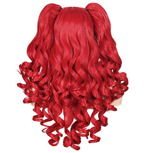 ColorGround Long Curly Cosplay Wig with 2 Ponytails (Red) - Image 4
