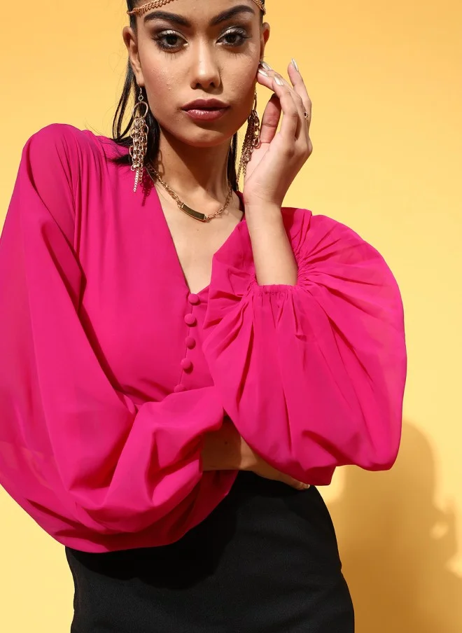 SASSAFRAS Fuchsia Colourblocked Jumpsuit for Women