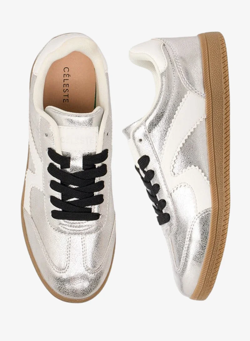 Celeste Women's Panelled Sneakers with Lace-Up Closure
