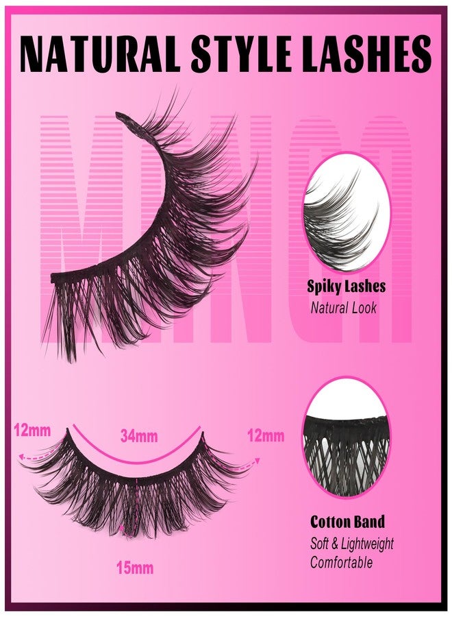 Veleasha Lashes Natural Eyelashes Manga Spiky False Eyelashes Crisscross Wispy Fake Lashes Soft 8D Effect Korean Japanese Asian Lash with Cotton Band 8 Pairs Pack (Natural) - Image 4