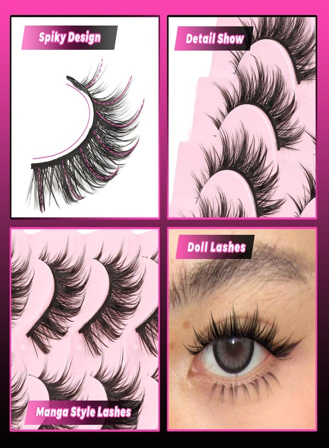 Veleasha Lashes Natural Eyelashes Manga Spiky False Eyelashes Crisscross Wispy Fake Lashes Soft 8D Effect Korean Japanese Asian Lash with Cotton Band 8 Pairs Pack (Natural) - Image 3