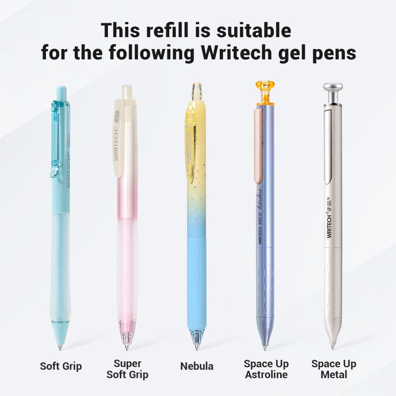 WRITECH Liquid Gel Pen Refills: Fine Point 0.7mm Black Ink Refill Multi-Compatible with Retractable Click Pens Quick Dry Smooth No Smear Smudge for Writing Sketching & Taking Notes 8ct - Image 2