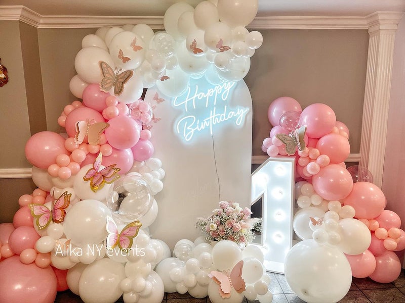 ADOINBY Pink and White Balloon Arch Kit, ADOINBY 140Pcs Macaron Pink Balloon Matte White Balloon 18 12 10 5 Inch Different Size Balloons for Engagement Wedding Birthday Baby Shower Gender Reveal Decorations - Image 4