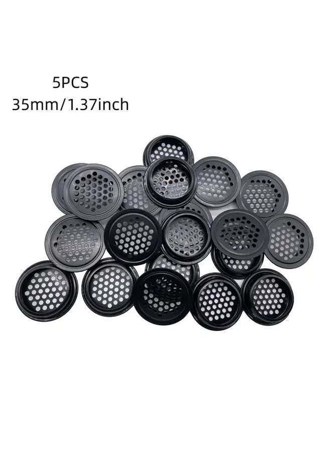 5Pcs 35mm Black Stainless Steel Ventilation Grilles Rustproof Louver Covers For Wardrobe - Image 1