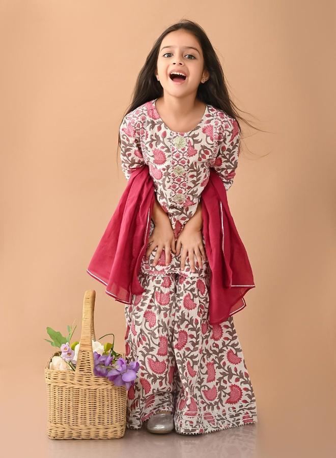 LILPICKS Girls White Multi Kurta Set - Image 5