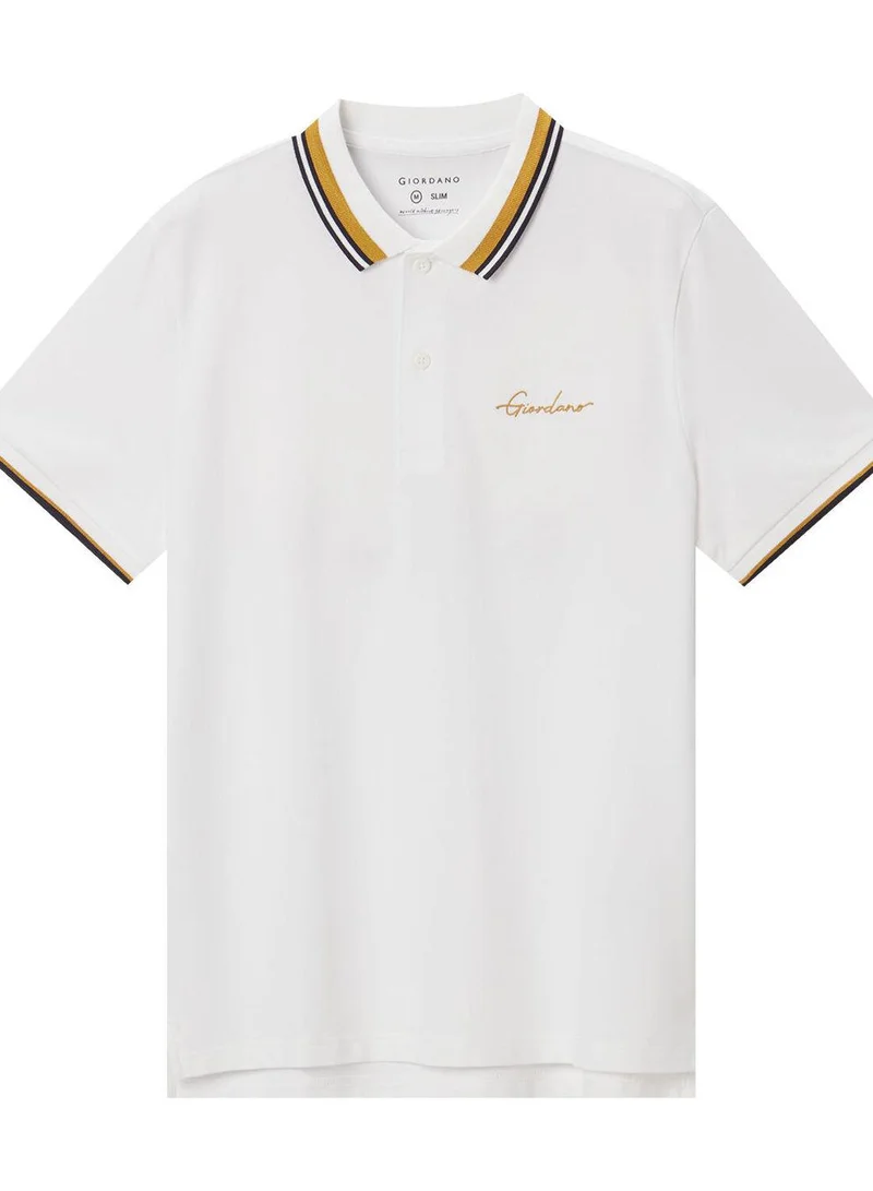 GIORDANO Men's Classic Slim Fit Polo with Signature Embroidery