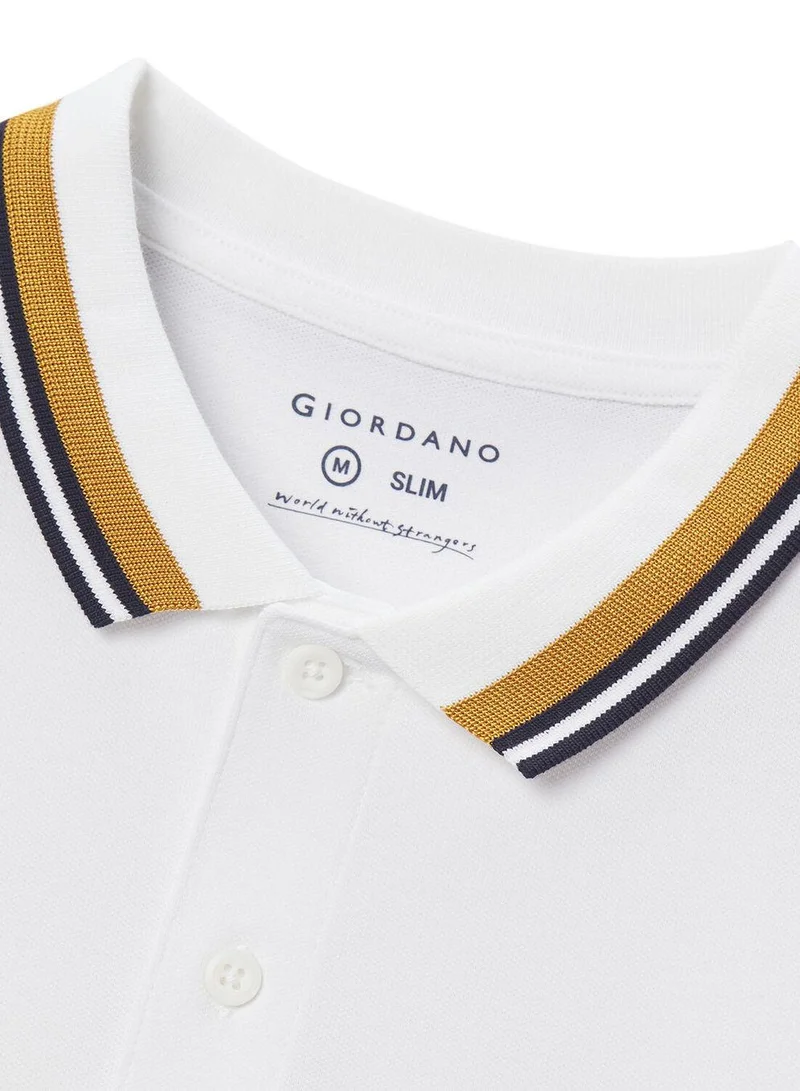 GIORDANO Men's Classic Slim Fit Polo with Signature Embroidery