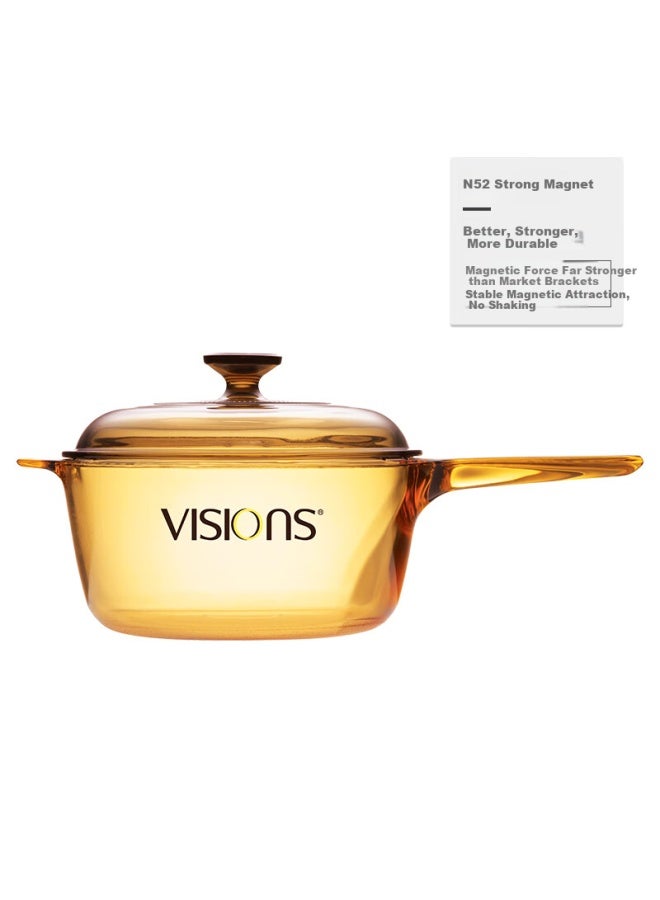 Visions Amber Glass Pot 2.5l Single Handle Pot Milk Pot Soup Pot Stew Pot High Temperature Resistant Direct Fire Vsp-2.5 - Image 1