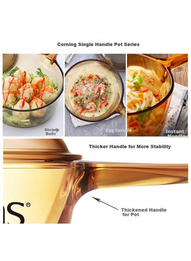 Visions Amber Glass Pot 2.5l Single Handle Pot Milk Pot Soup Pot Stew Pot High Temperature Resistant Direct Fire Vsp-2.5 - Image 3