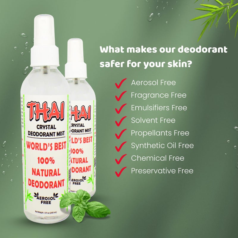 Thai Deodorant Stone Crystal Mist Natural Deodorant Spray 8 oz. Bundle, Pack of 2 - Image 3