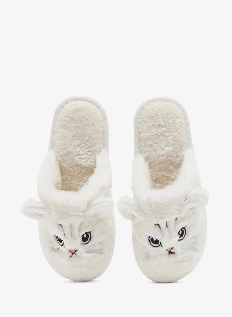 Animal Detailed Fur Bedroom Slippers
