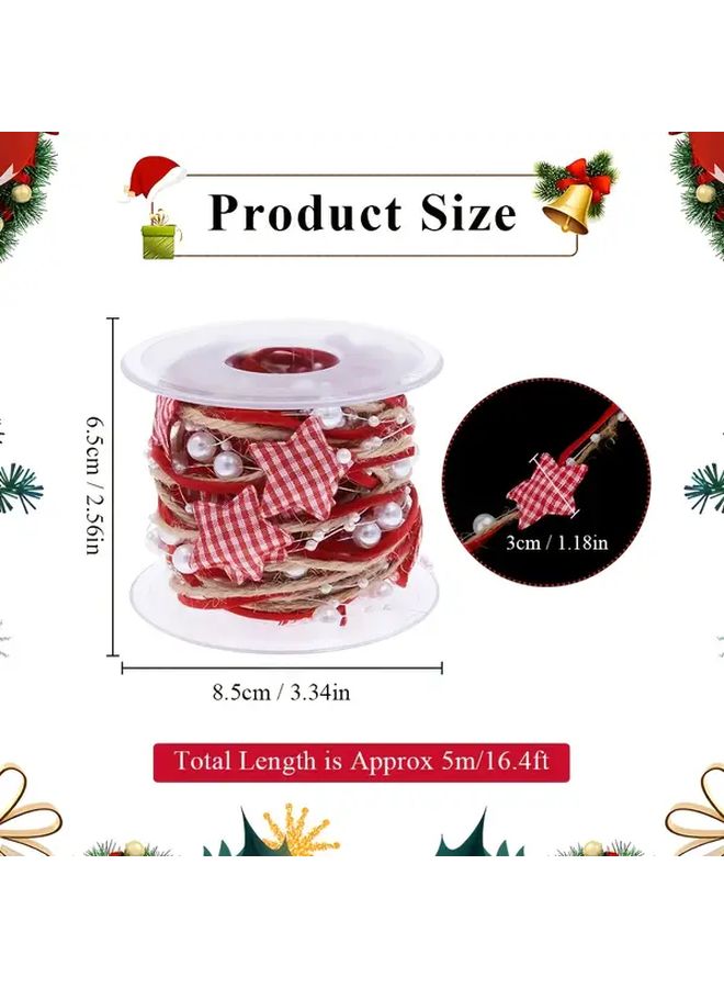 1pc Black Red Checkered Star Pattern Christmas Bead Chain 5 Yards Roll - Image 4
