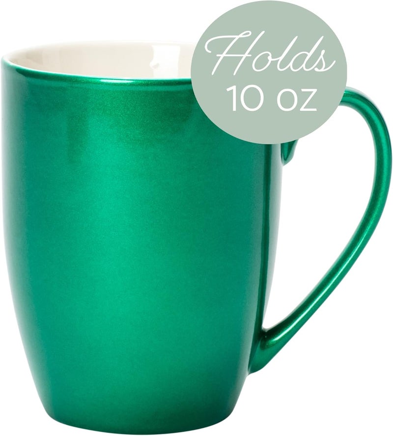 Elanze Designs Elanze Designs Silhouette State of New Jersey NJ Trenton Capital City Laser Engraved 10 Ounce Glossy Ceramic Classic Coffee Mug Hot Cold Beverage Cup Kitchen Drinkware Metallic Emerald Green  - Image 3