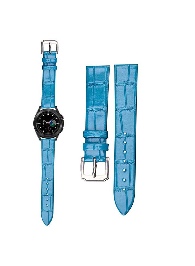 Perfii Genuine Leather Replacement Band for Samsung Galaxy Watch4 42/46mm Sky Blue Sky Blue - Image 1