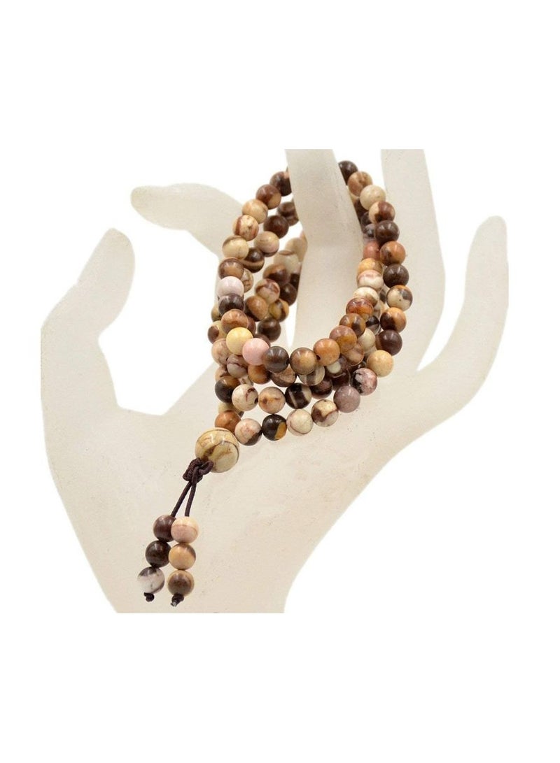 AD Beads Natural Gemstones Buddhist 108 Prayer Healing Beads Mala Stretchy Bracelet Necklace 6mm (Black Lava) - Image 3