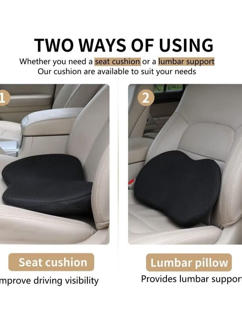 ريد ليف وسادة مقعد السيارة - وسادة مقعد سيارة من إسفنج الذاكرة - لتخفيف آلام عرق النسا وأسفل الظهر - وسائد مقعد السيارة للقيادة - أساسيات الرحلات البرية للسائقين (أسود) - Image 2