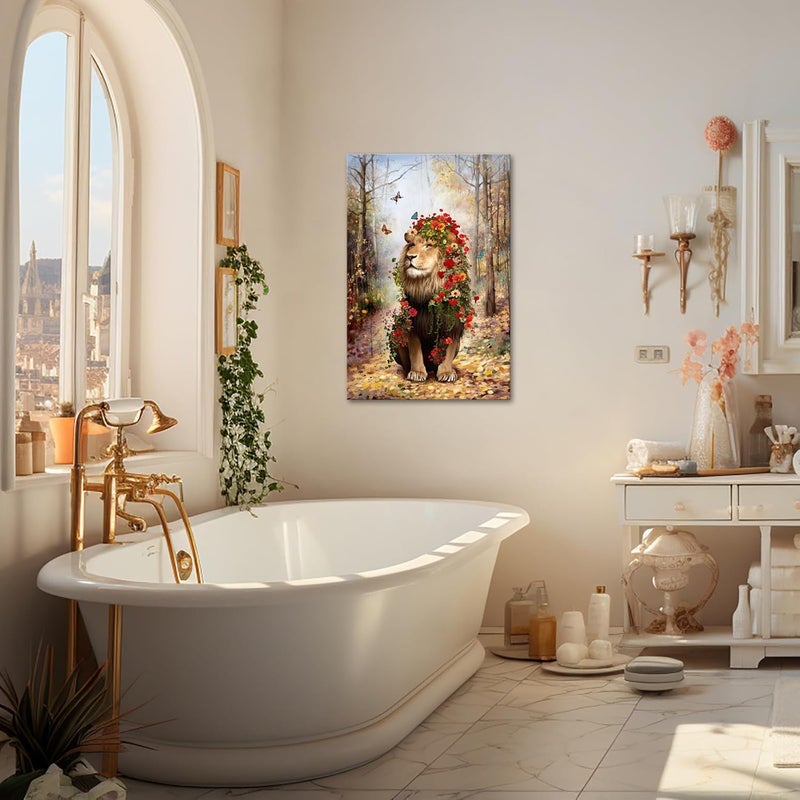 iHAPPYWALL Flower Lion Canvas Wall Art - Image 5