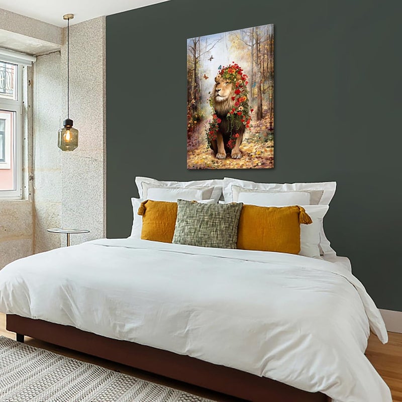 iHAPPYWALL Flower Lion Canvas Wall Art - Image 4