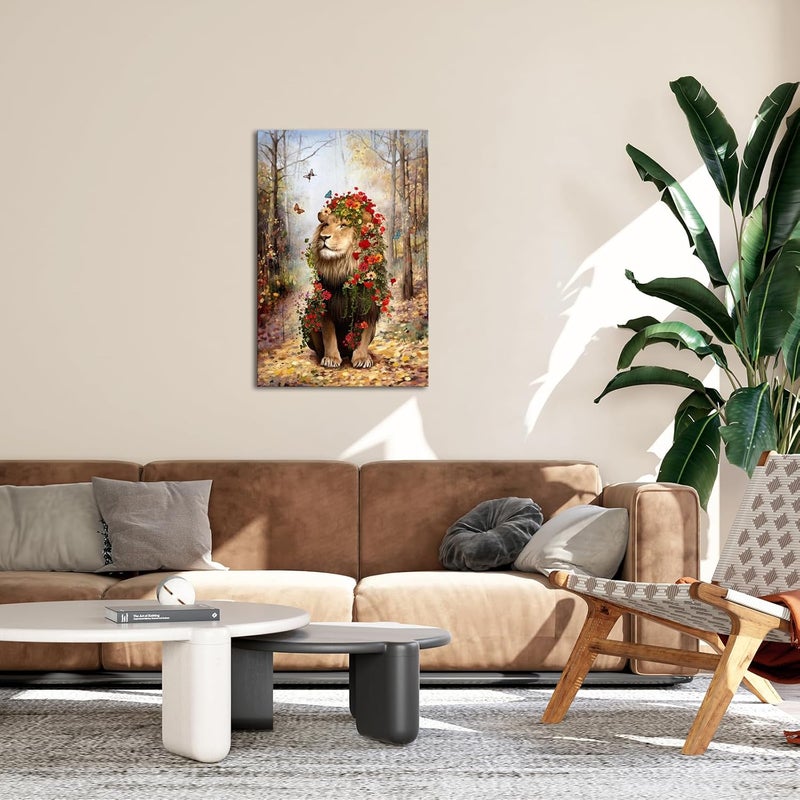 iHAPPYWALL Flower Lion Canvas Wall Art - Image 2