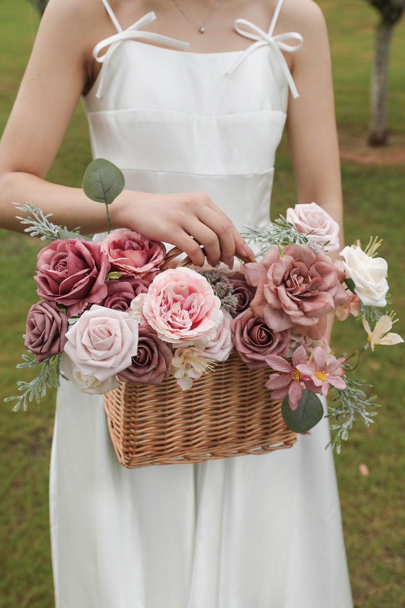 Koroni Flowers Artificial Flowers Combo Box Set Dusty Rose Fake Flowers Bulk Flower Leaf with Stems for DIY Wedding Bouquets Centerpieces Baby Shower Party Home Decorations - Image 4