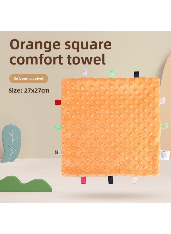Baby Animal 3D Figurine Plush Doll With Silicone Teeth Glue Bell Paper Towel Baby Square Towel-Color:Orange Square Soothing Towel 50.2G Volume Weight 100g  - Image 1