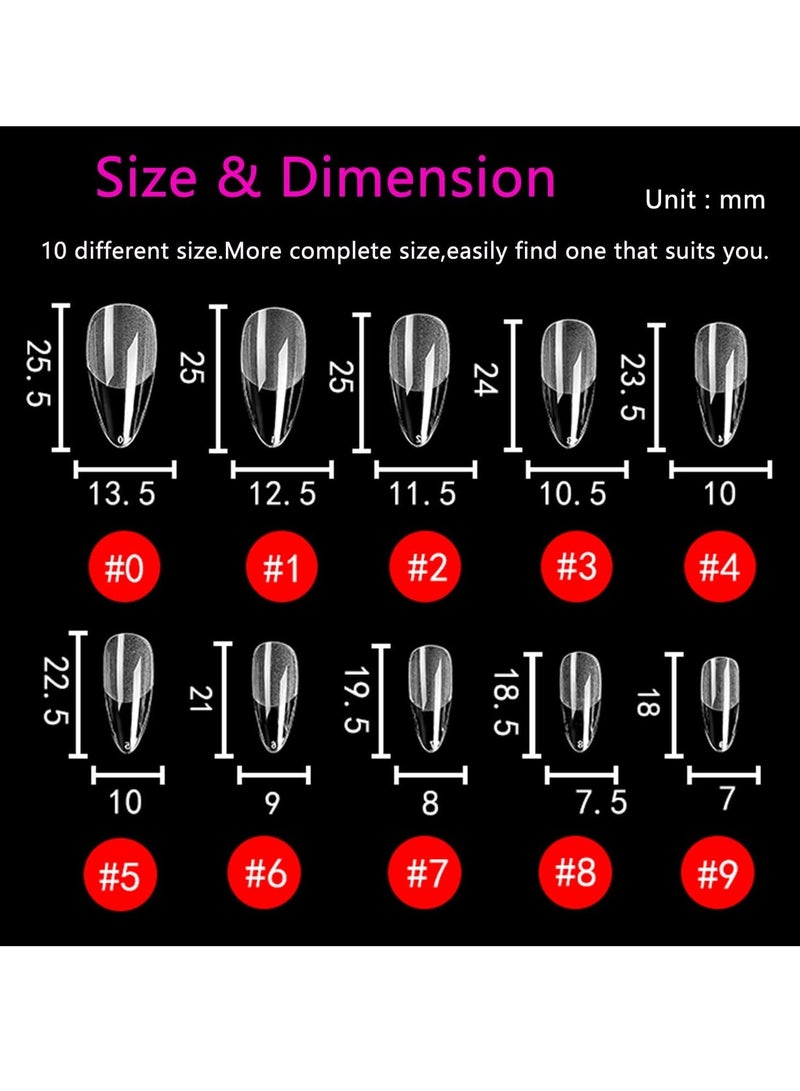 Almond Fake Gel Nail Tips, 120pcs Almond Press On Nails, Medium French Design, Clear Full Cover Artificial Nails with Nail Glue, 10 Sizes for Home DIY and Salon - Image 4