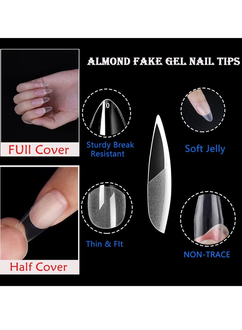Almond Fake Gel Nail Tips, 120pcs Almond Press On Nails, Medium French Design, Clear Full Cover Artificial Nails with Nail Glue, 10 Sizes for Home DIY and Salon - Image 5