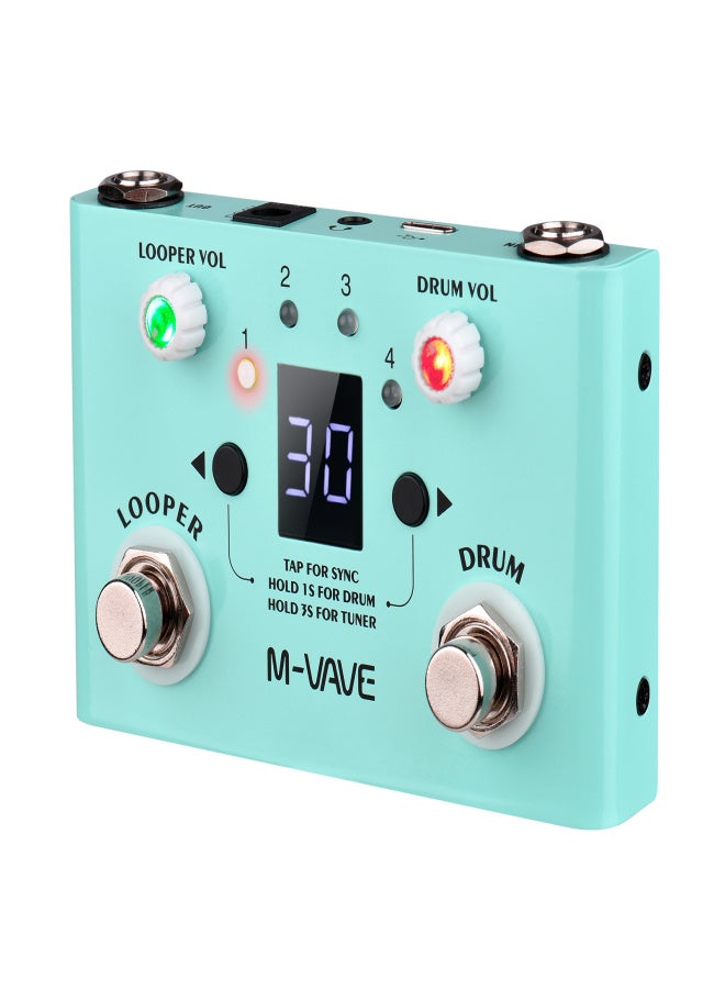 M-VAVE LOST TEMPO Effect Pedal Drum & Looper Effector Mini 2-in-1 Looper & Drum Machine Double Footswitch Looper Pedal Looper Guitar Pedal 30 Drums & 4 Loops High Precision Tuner - Image 1