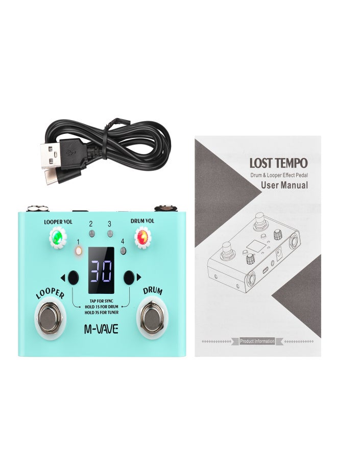 M-VAVE LOST TEMPO Effect Pedal Drum & Looper Effector Mini 2-in-1 Looper & Drum Machine Double Footswitch Looper Pedal Looper Guitar Pedal 30 Drums & 4 Loops High Precision Tuner - Image 4