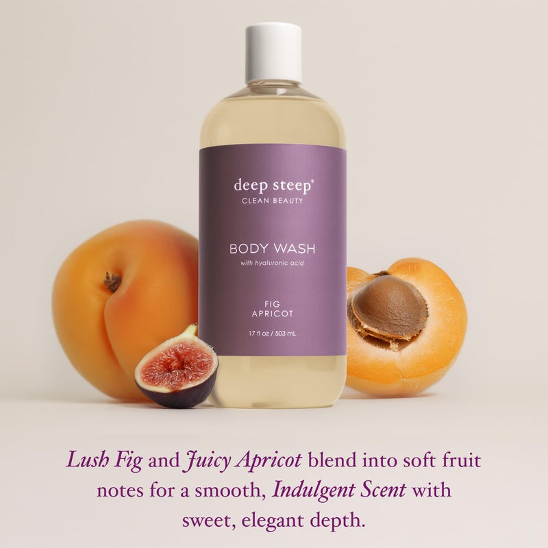 Deep Steep Body Wash, Fig Apricot, 17 oz â€“ Hydrating Shower Gel with Hyaluronic Acid, Shea Butter, Aloe Vera & Argan Oil â€“ Vegan, Clean Beauty, Clean & Refreshed Skin - Image 4