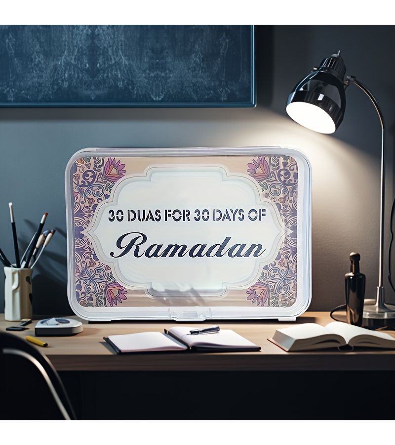 30 بطاقة دعاء لشهر رمضان الإسلامية بتصميم ثنائي اللغة للعبادة اليومية وهدايا العيد - Image 1