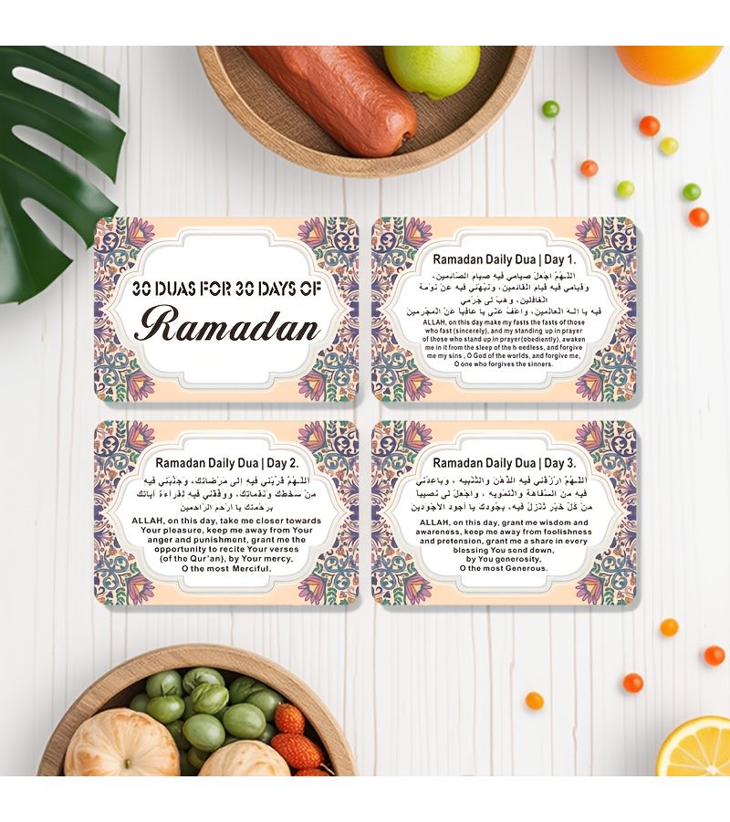 30 بطاقة دعاء لشهر رمضان الإسلامية بتصميم ثنائي اللغة للعبادة اليومية وهدايا العيد - Image 4