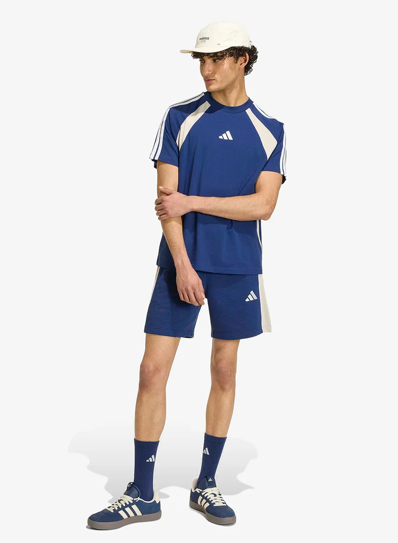 Adidas DKBLUE/WONALU/OWHITE Seasonal Essential Colorblock T-Shirt for Men | Best Price UAE