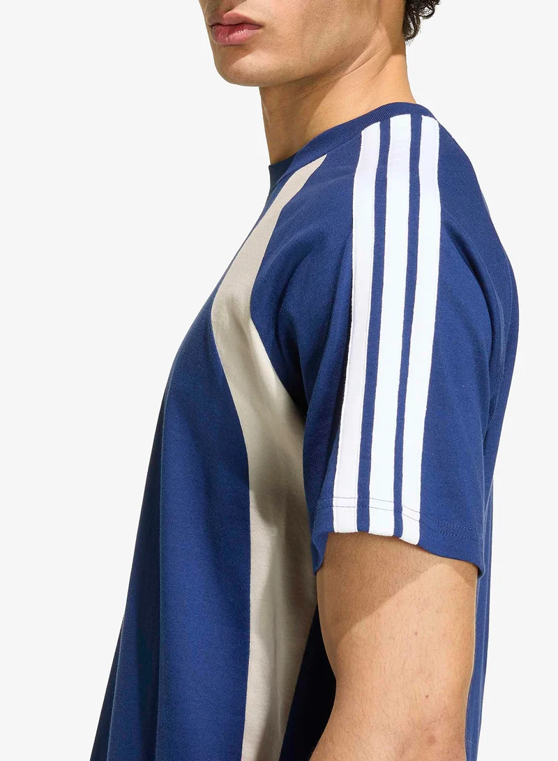 Adidas DKBLUE/WONALU/OWHITE Seasonal Essential Colorblock T-Shirt for Men | Best Price UAE