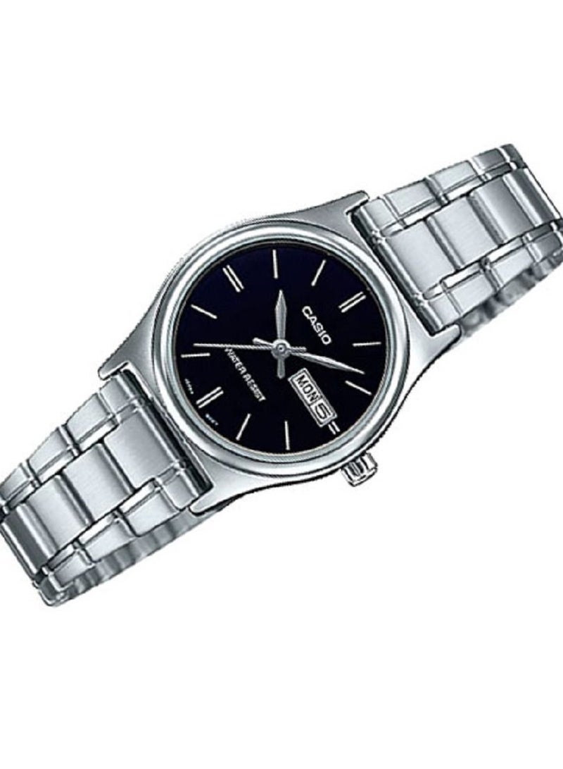 كاسيو ساعة للنساء بمينا لون اسود و سوار من الستانلس ستيل LTP-V006D-1B2UDF - Image 2