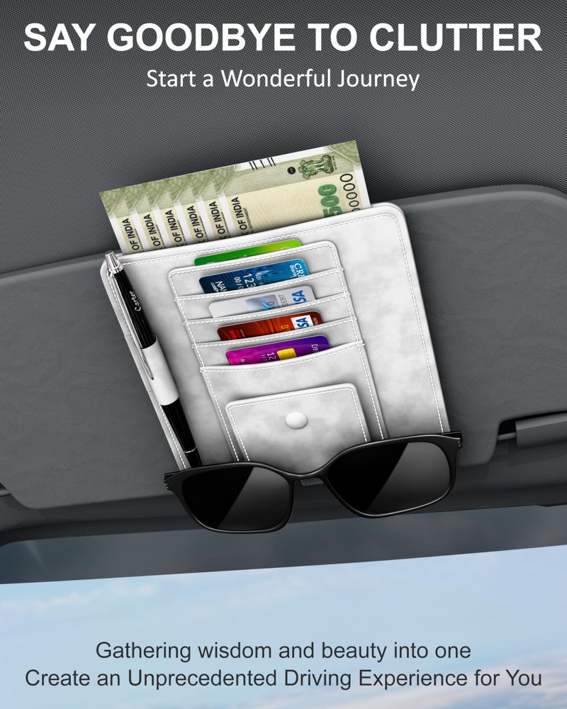 FEDUS Premium Car Organiser and Storage Car Document Holder, Sunglasses Holder for Car, Car Sun Visor Organizer Car all New Accessories Multipocket Pouch Auto Interior Accessories for Truck, SUV, Van - Image 5