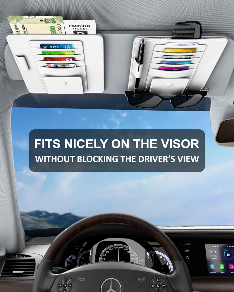 FEDUS Premium Car Organiser and Storage Car Document Holder, Sunglasses Holder for Car, Car Sun Visor Organizer Car all New Accessories Multipocket Pouch Auto Interior Accessories for Truck, SUV, Van - Image 3