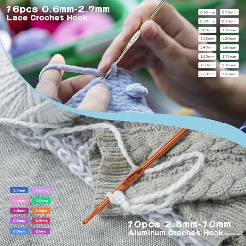 Tusmad 96 Pack Crochet Hook Set, Ergonomic Knitting Needle Yarn Weaving Kit with Storage Case and Accessories for Experienced Crochet Lovers, Crochet Kit for Beginners Adults, Multicolor - Image 5