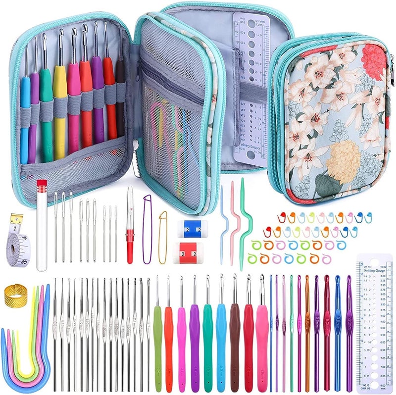 Tusmad 96 Pack Crochet Hook Set, Ergonomic Knitting Needle Yarn Weaving Kit with Storage Case and Accessories for Experienced Crochet Lovers, Crochet Kit for Beginners Adults, Multicolor - Image 1