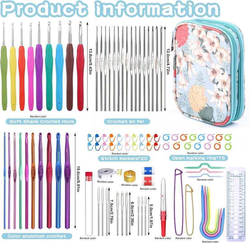 Tusmad 96 Pack Crochet Hook Set, Ergonomic Knitting Needle Yarn Weaving Kit with Storage Case and Accessories for Experienced Crochet Lovers, Crochet Kit for Beginners Adults, Multicolor - Image 2