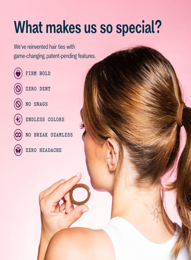 Gimme أربطة شعر جيمي بيوتي إكس-فاين - أربطة مرنة نحيفة للشعر الناعم جداً - حوامل ذيل حصان بدون أثر، مع قبضة لطيفة لراحة طوال اليوم - عبوة 20، بني فاتح - Image 3
