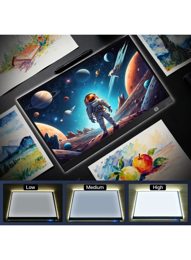 WELLFAR A3 LED Light Box for Tracing and Drawing - Ultra Thin Adjustable Light Table, USB Trace Light UP Pad Screen, Small Copy Board Tracer for Kids Artists, Sketching, Stenciling, and Art Crafting. - Image 4