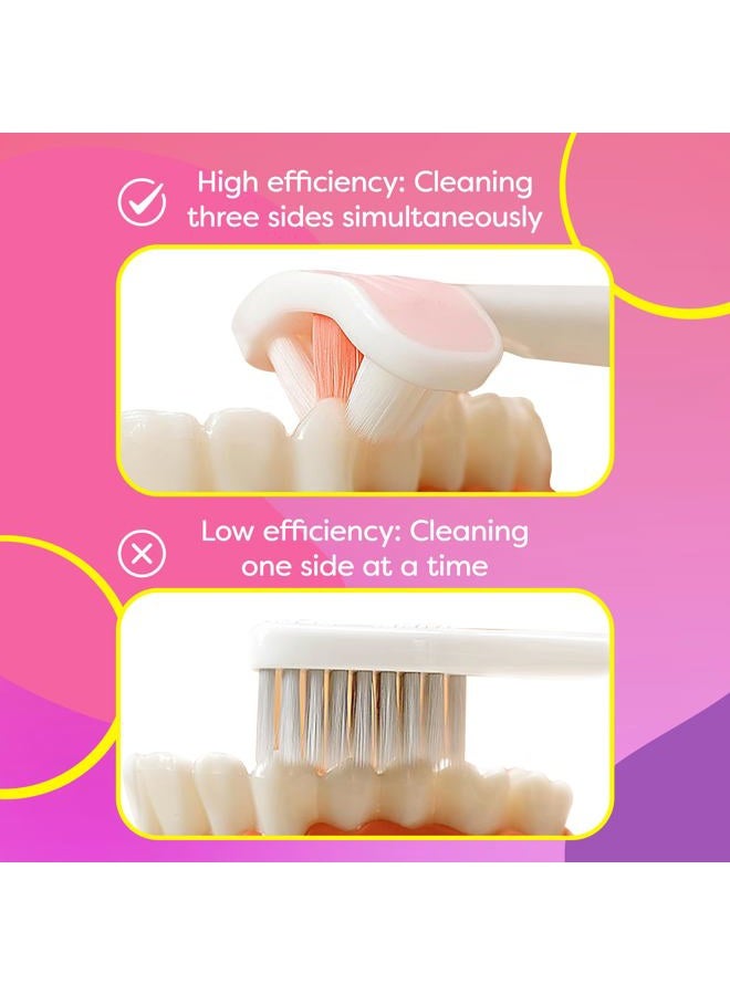 Trueocity Extra Soft Toddler Toothbrush with 10,000 Bristles, Toddler toothbrushes 1-2 Toothhugger High Efficient 3 Sides Baby Toothbrush, Infant Toothbrush, Toddler Toothbrushes 1-3, Baby Toothbrush (3 Pack) - Image 4