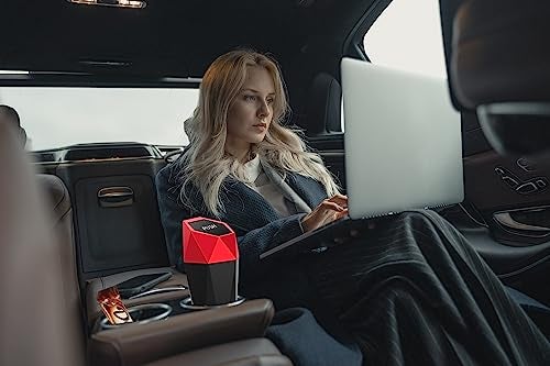 Ginsco Car Trash Can Cup Holder, 2 Pack Mini Car Trash Can with Lid, Car Accessories for Interior, Leakproof Small Trash Cup for Car, Home with Additional 2 ABS Hooks and 90pcs Trash Bags Red - Image 2